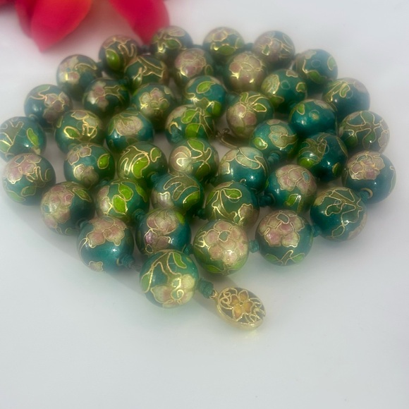 Vintage Cloisonné Enamel Necklace 30 inch - Picture 4 of 7